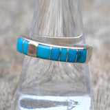 Vintage Sterling Turquoise Inlay Band Ring 8.75