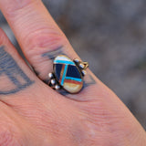 Vintage Sterling Multistone Inlay Ring 6.75