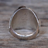 Vintage Sterling Turquoise and Coral Buffalo Ring 10