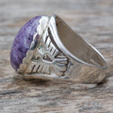 Vintage Sterling Charoite Thunderbird Ring 8