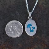 Vintage Sterling Crushed Turquoise Inlay Shroom Necklace