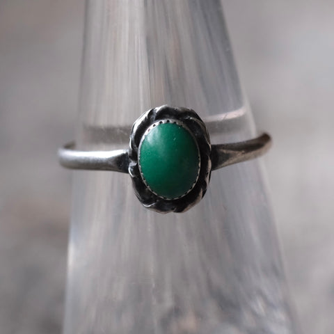 Vintage Sterling Turquoise Roper Ring 6