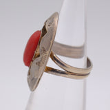 Vintage Sterling Coral Shadowbox Ring 4