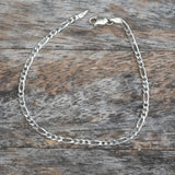 Vintage Sterling Silver Figaro Chain Bracelet