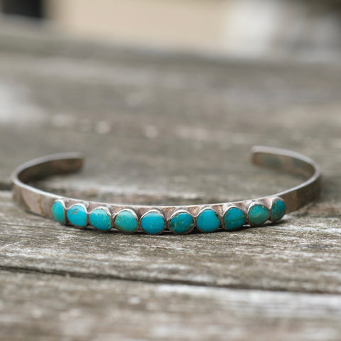 Vintage Sterling Turquoise Inlay Cuff