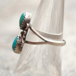 Vintage Sterling Turquoise Feather Ring 6.75