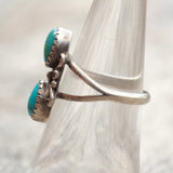 Vintage Sterling Turquoise Feather Ring 6.75