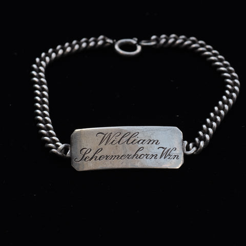 Vintage Sterling Silver Military ID Bracelet