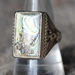 Vintage Sterling Abalone Thunderbird Ring 9.75