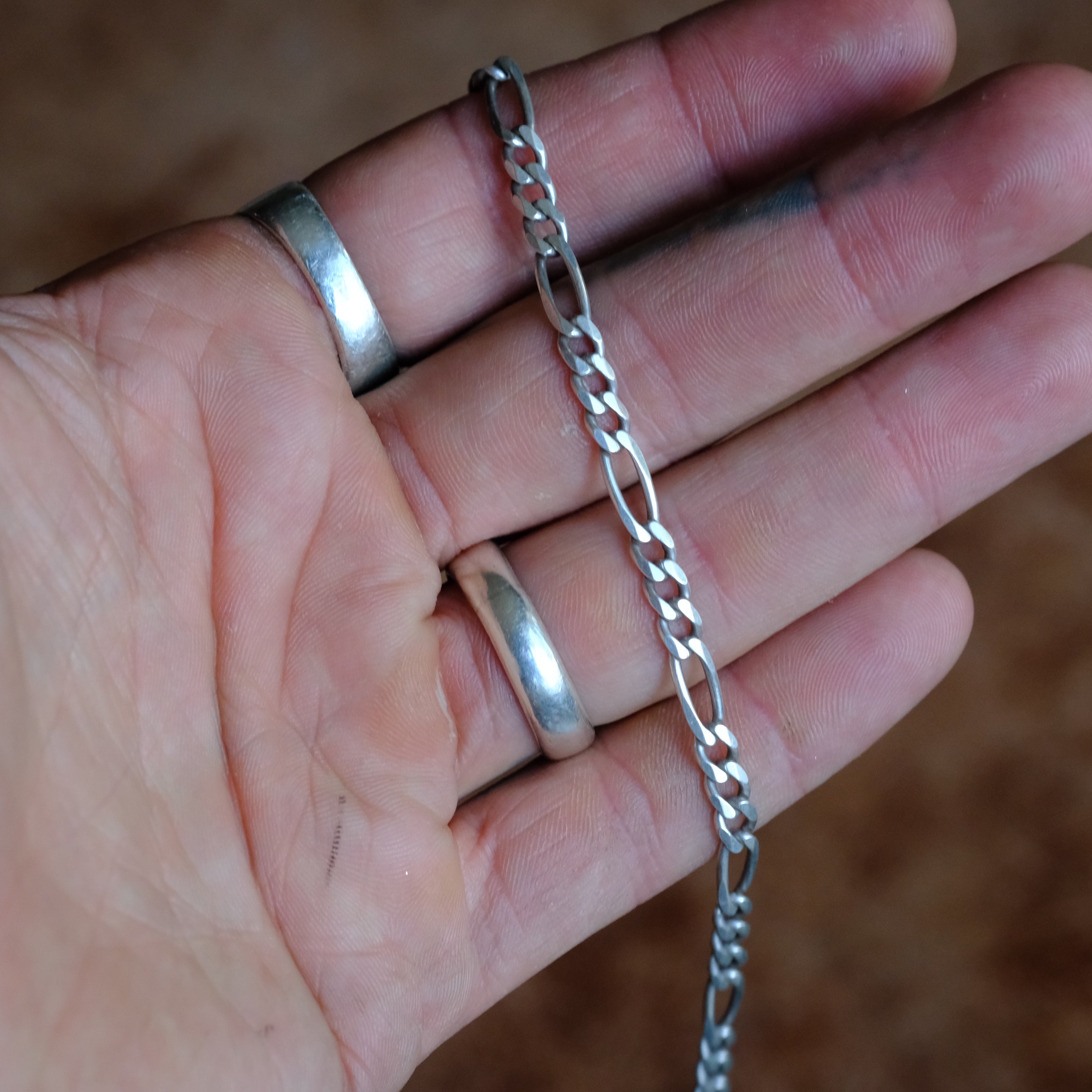 Vintage Sterling Silver Figaro Chain Bracelet