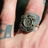 Vintage Sterling Marcasite Ring 9