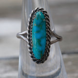 Vintage Sterling Turquoise Roper Ring 6