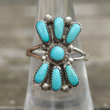 Vintage Sterling Turquoise Cluster Ring 7