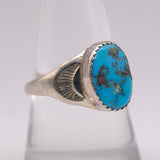 Vintage Sterling Turquoise Stamped Band Ring 9.25