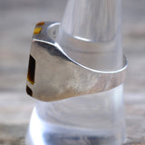 Vintage Sterling Tigers Eye Inlay Striper Ring 9.75