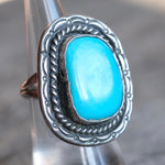 Vintage Sterling Turquoise Roper Ring 6.5