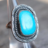 Vintage Sterling Turquoise Roper Ring 6.5