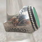 Vintage Sterling Malachite Stamped Band Ring 11