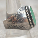 Vintage Sterling Malachite Stamped Band Ring 11