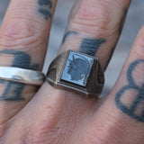 Vintage Sterling Hematite Centurion Ring 9.75