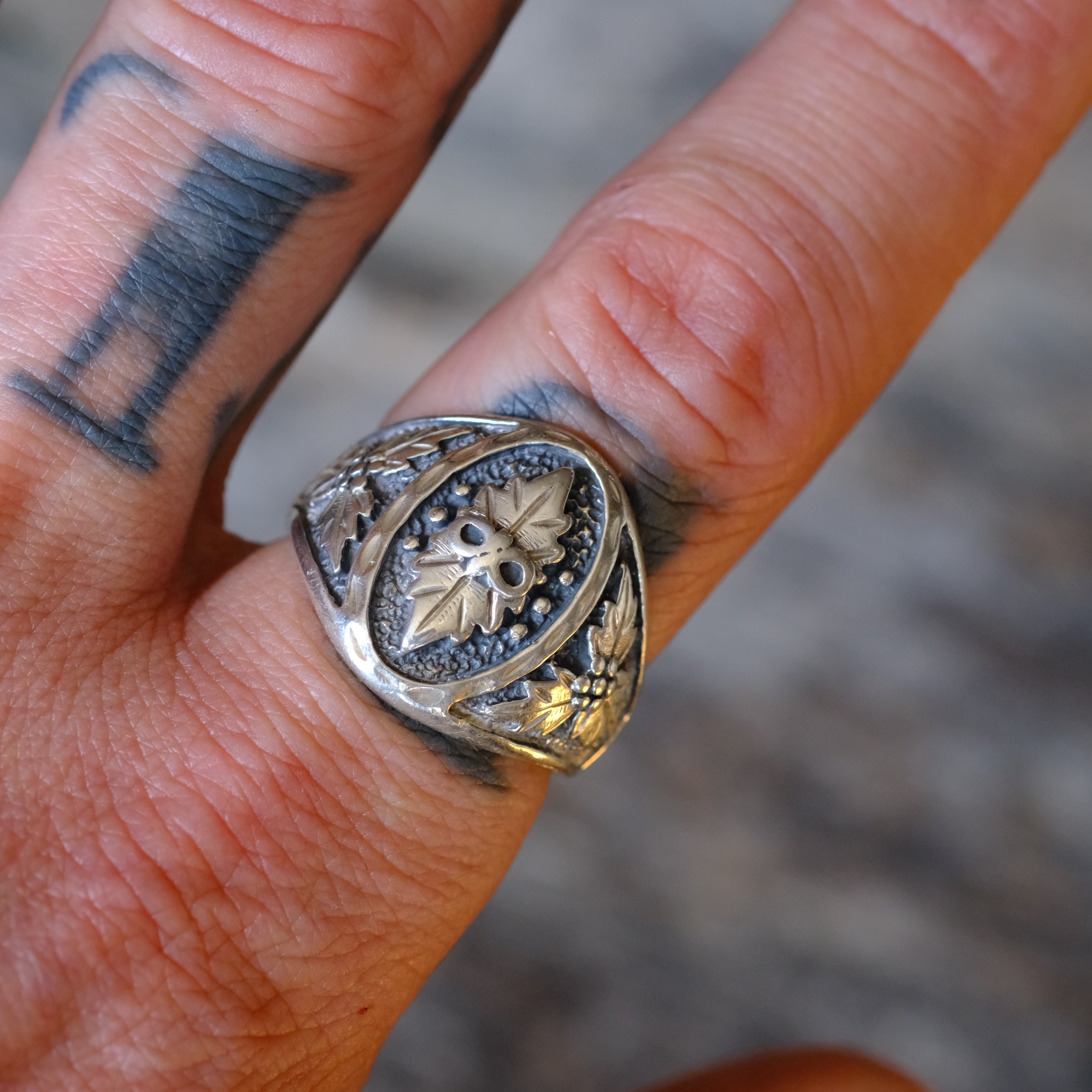 Vintage Sterling Silver Leaf Ring 9.75