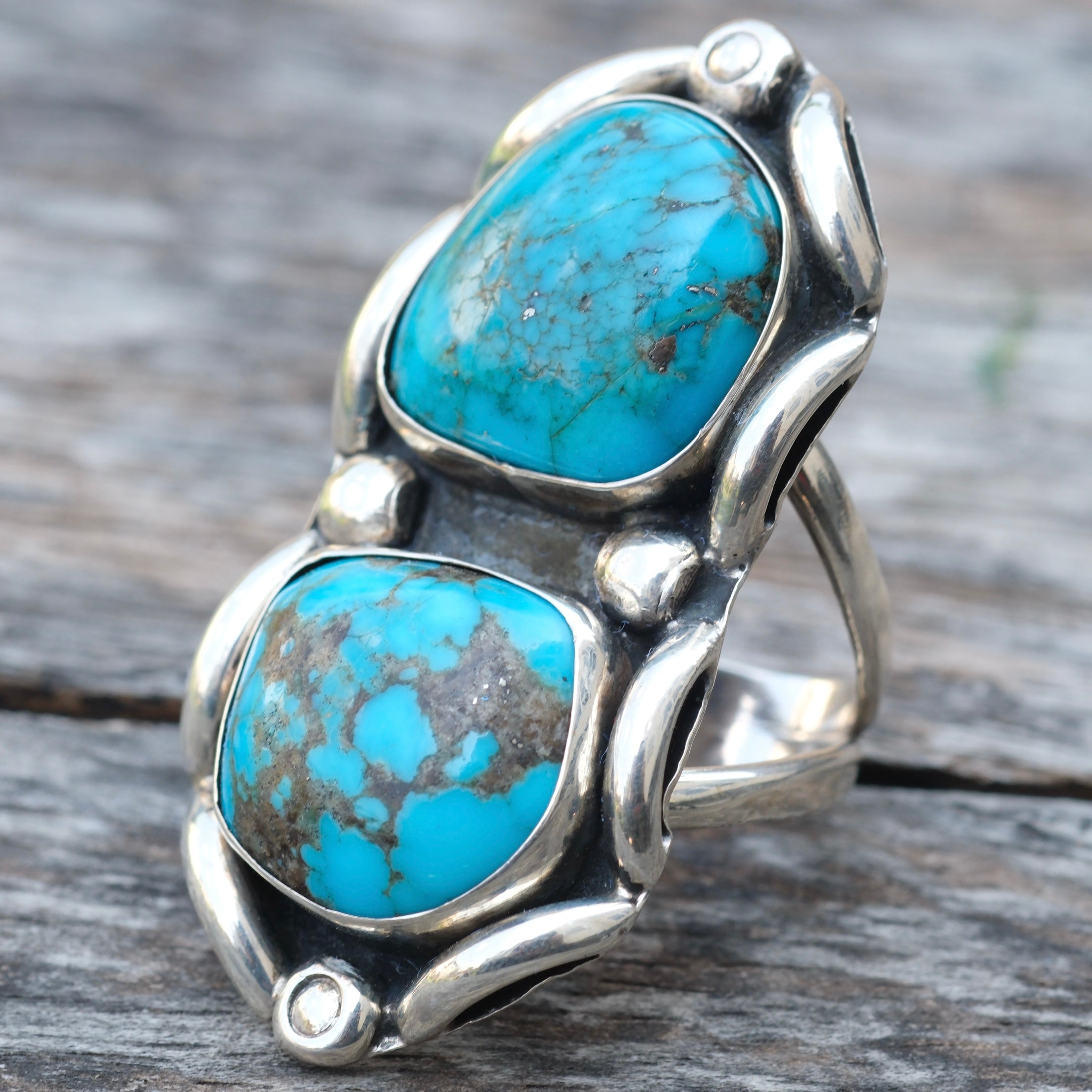 MASSIVE 2-Stone Turquoise Ring 13