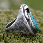 Vintage Sterling Turquoise Feather Ring 8.5