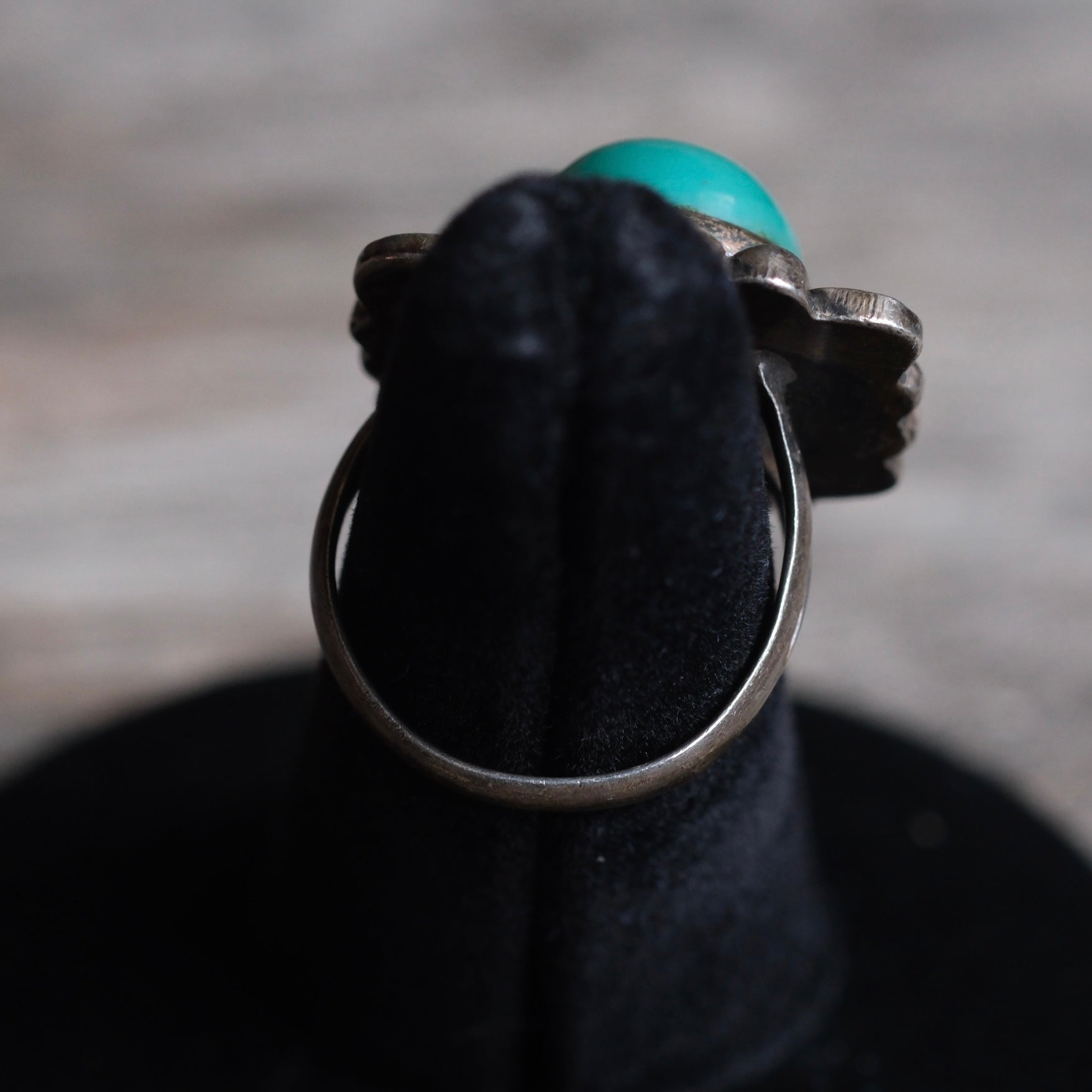 Vintage Sterling Turquoise Florette Ring 5.25
