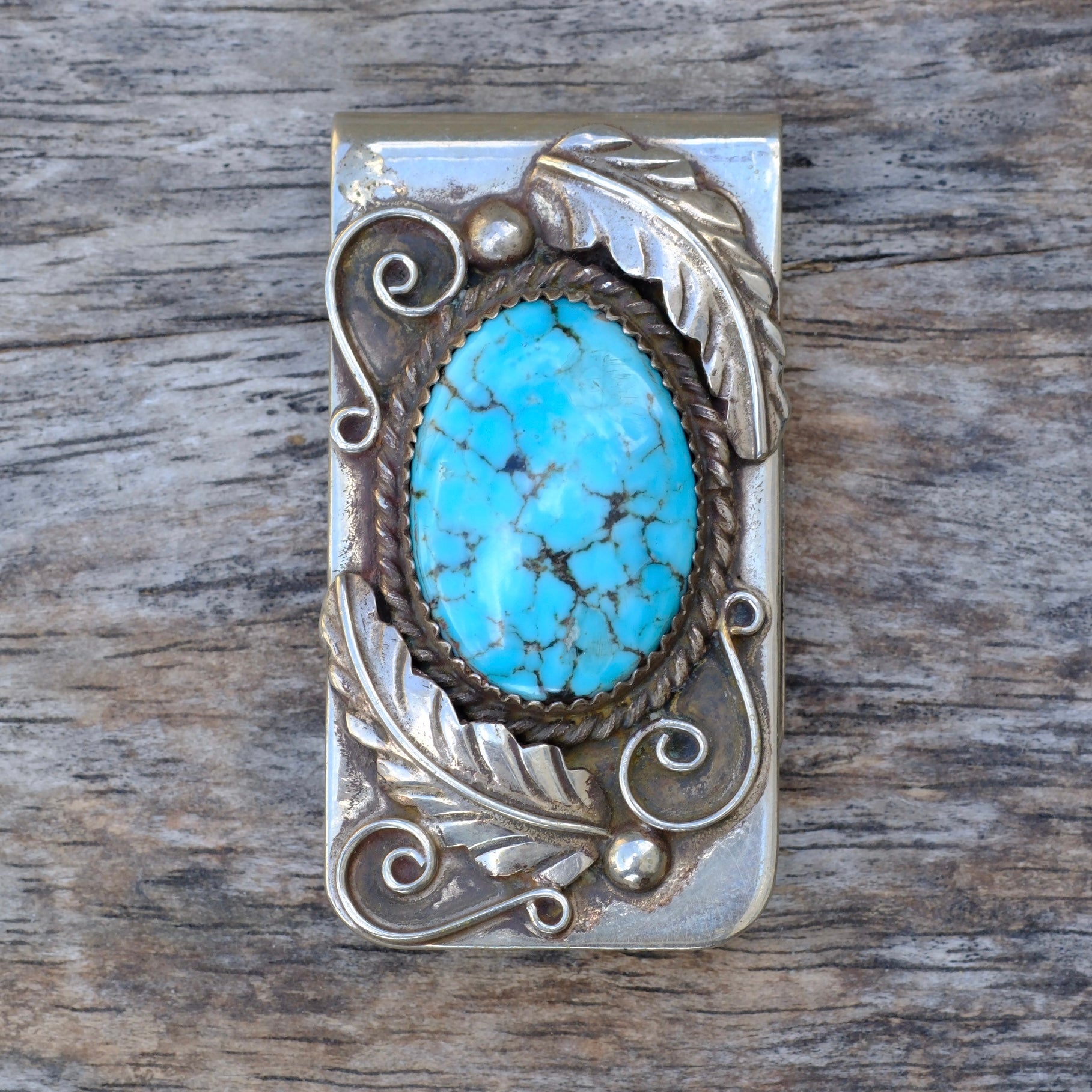 Vintage Turquoise Feather Money Clip