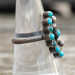 Vintage Sterling Turquoise Cluster Ring 7.75