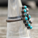 Vintage Sterling Turquoise Cluster Ring 7.75