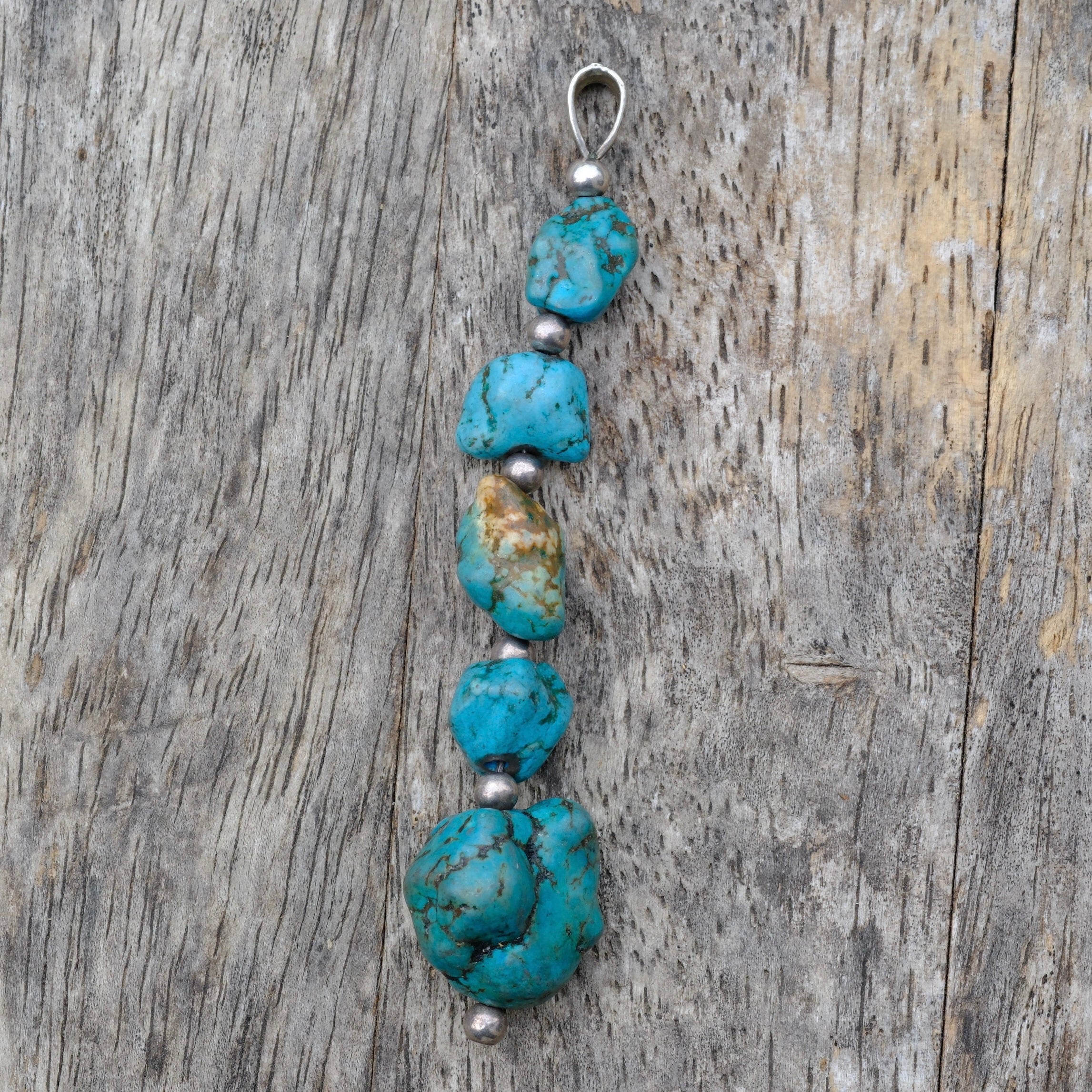 Vintage Sterling Turquoise Dangle Pendant