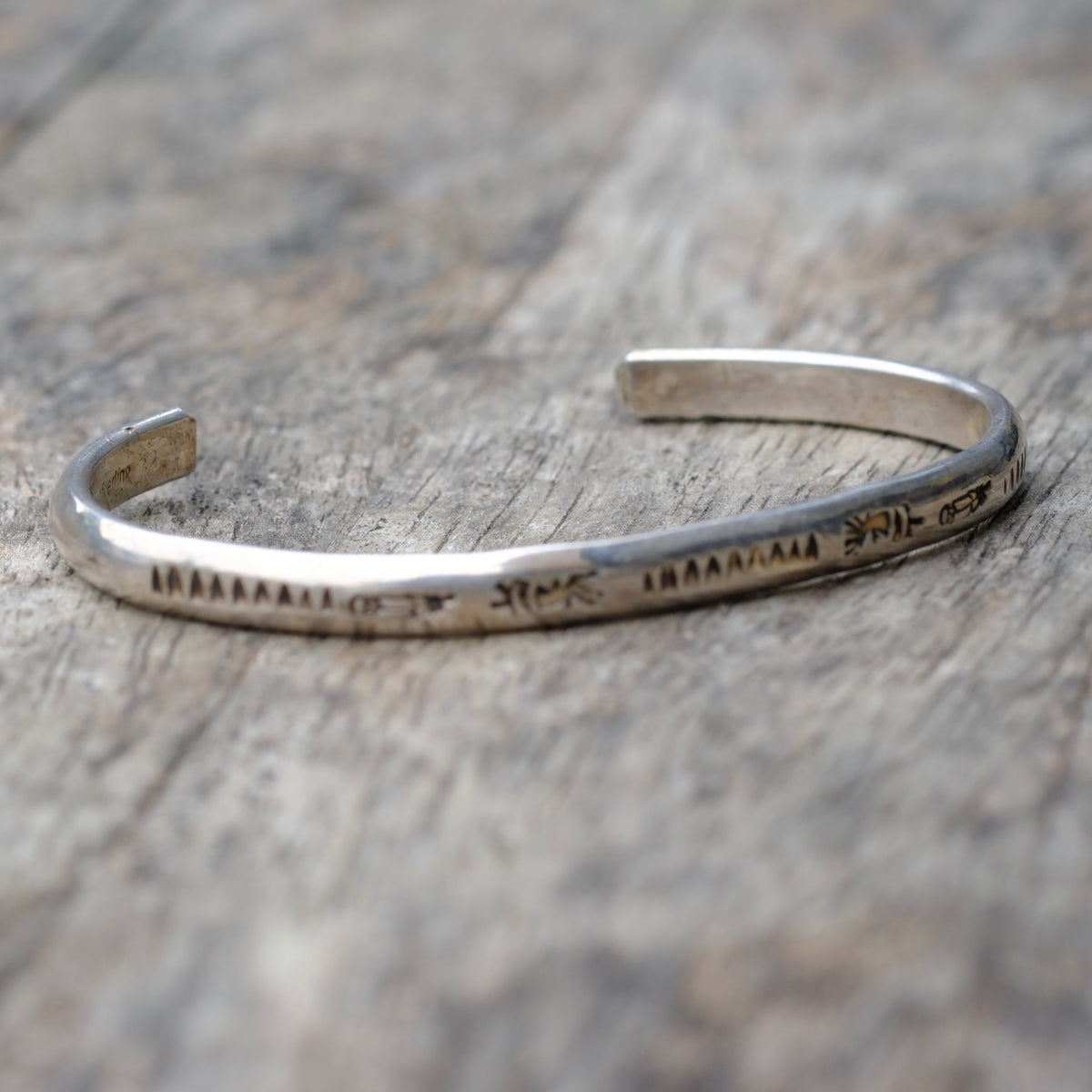 Vintage Sterling Silver Stamped Cuff Bracelet