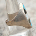 Vintage Sterling Multistone Inlay Ring 9.75