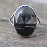 Vintage Sterling Painted Butterfly Wing Ring 5.25