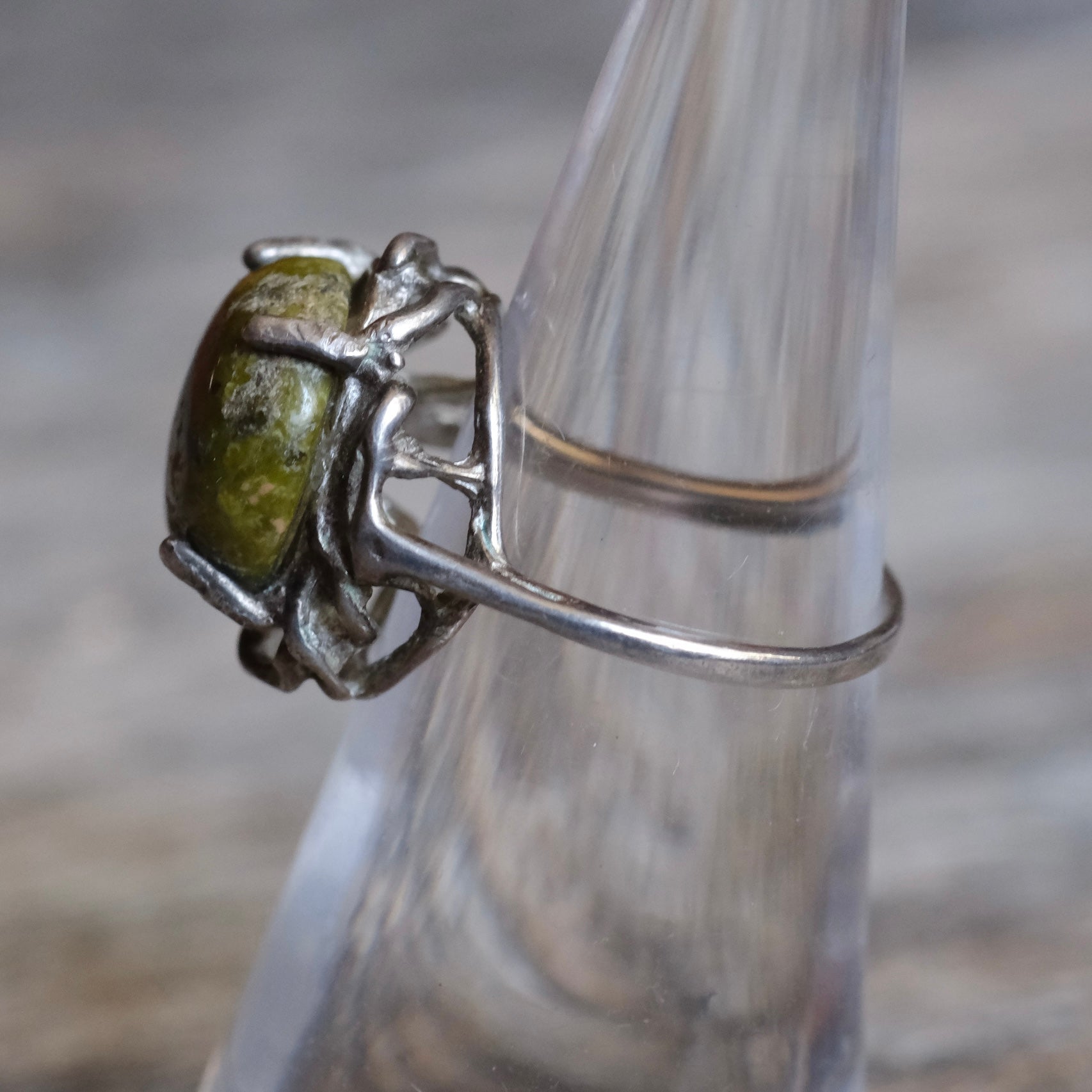Vintage Sterling Jasper Ring 5.25