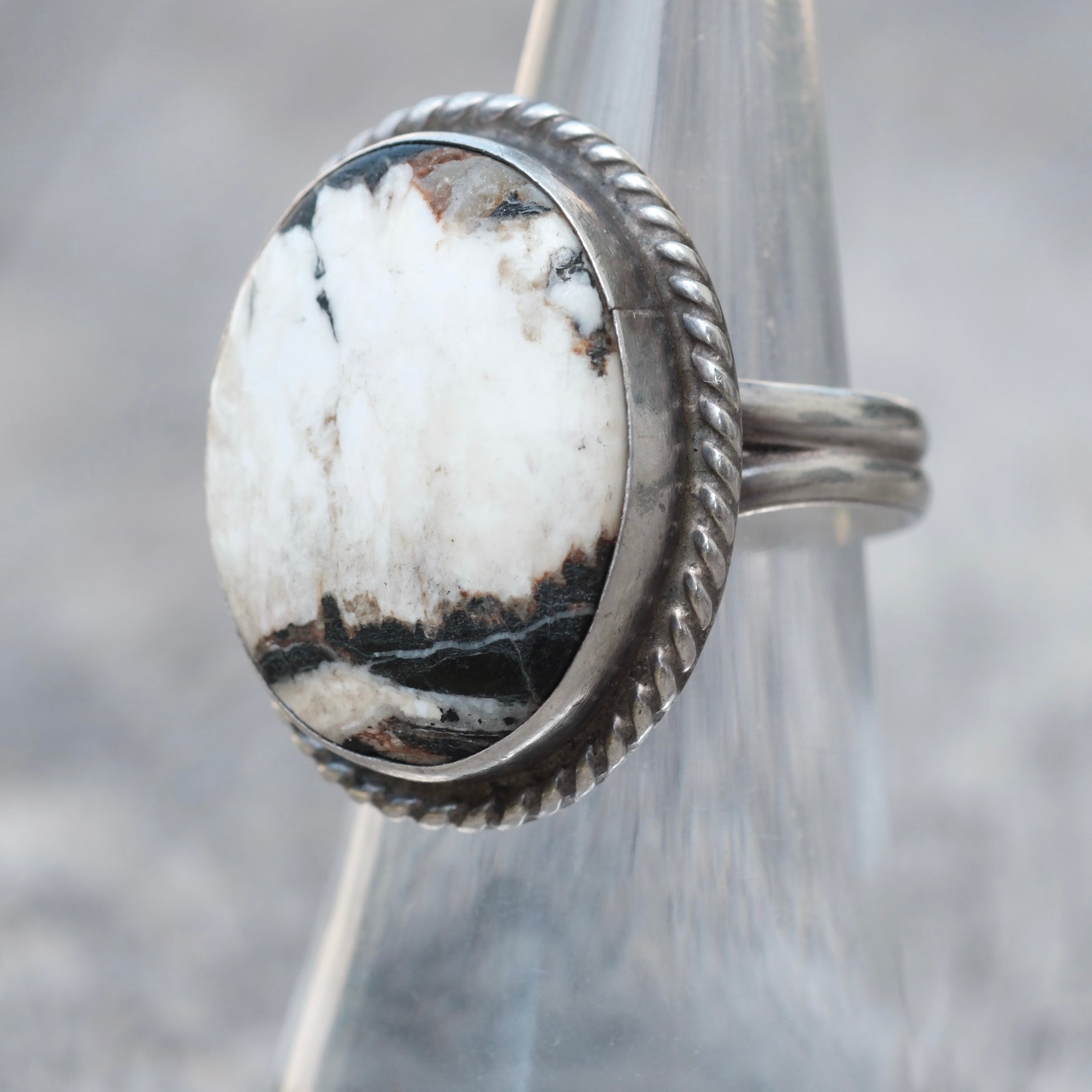Vintage Sterling White Buffalo Roper Ring 6
