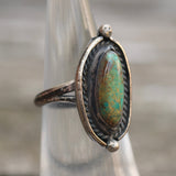 Vintage Sterling Turquoise Roper Ring 5.25