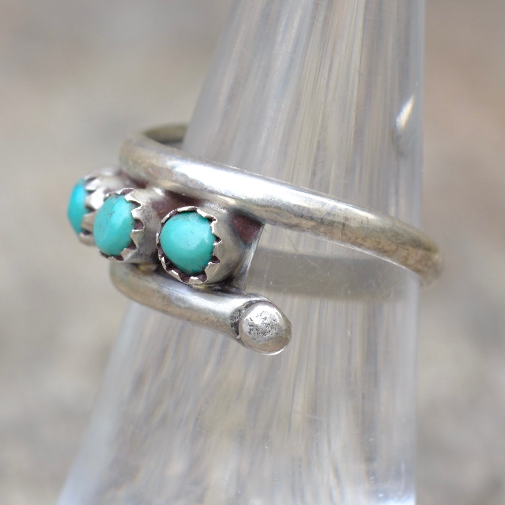 Vintage Sterling Snake Eye Turquoise Band 6.25
