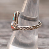 Vintage Sterling Multistone Inlay Overpass Ring 7