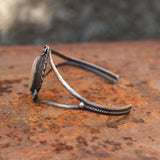 Vintage Sterling Mother Of Pearl Feather Cuff Bracelet