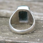 Vintage Sterling Green Agate Signet Ring 10.5