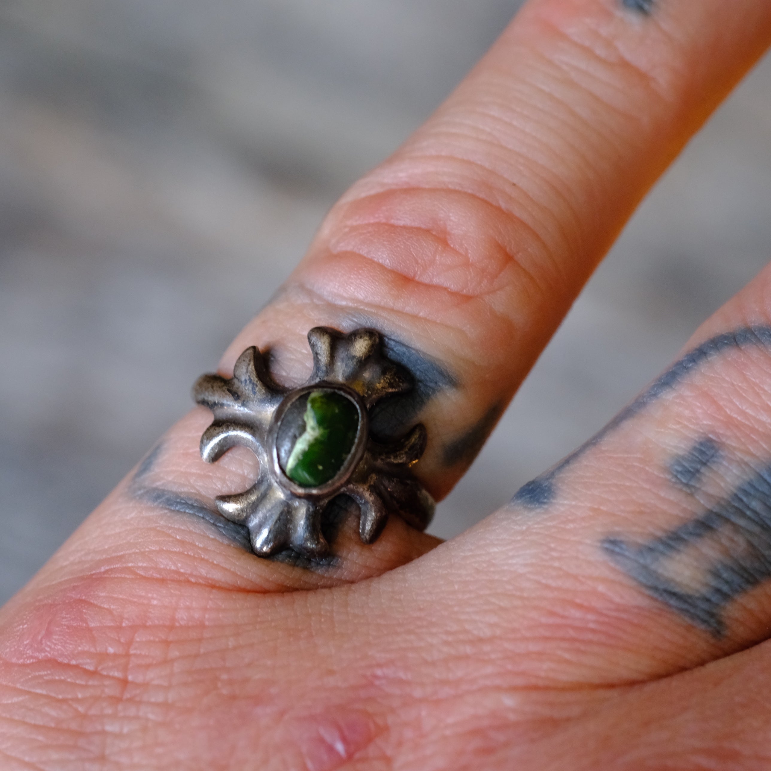 Vintage Sterling Turquoise Inlay Ring 6
