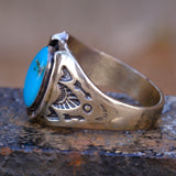 Vintage Sterling Turquoise Lucky Horseshoe Ring 13