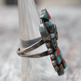 Vintage Sterling Multistone Inlay Kachina Ring 6.5