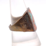 Vintage Sterling Turquoise and Coral Inlay Ring 9.5