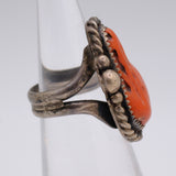 Vintage Sterling Coral Roper Ring 2.75