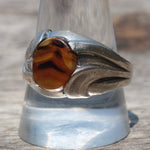 Vintage Sterling Agate Signet Ring 11.75