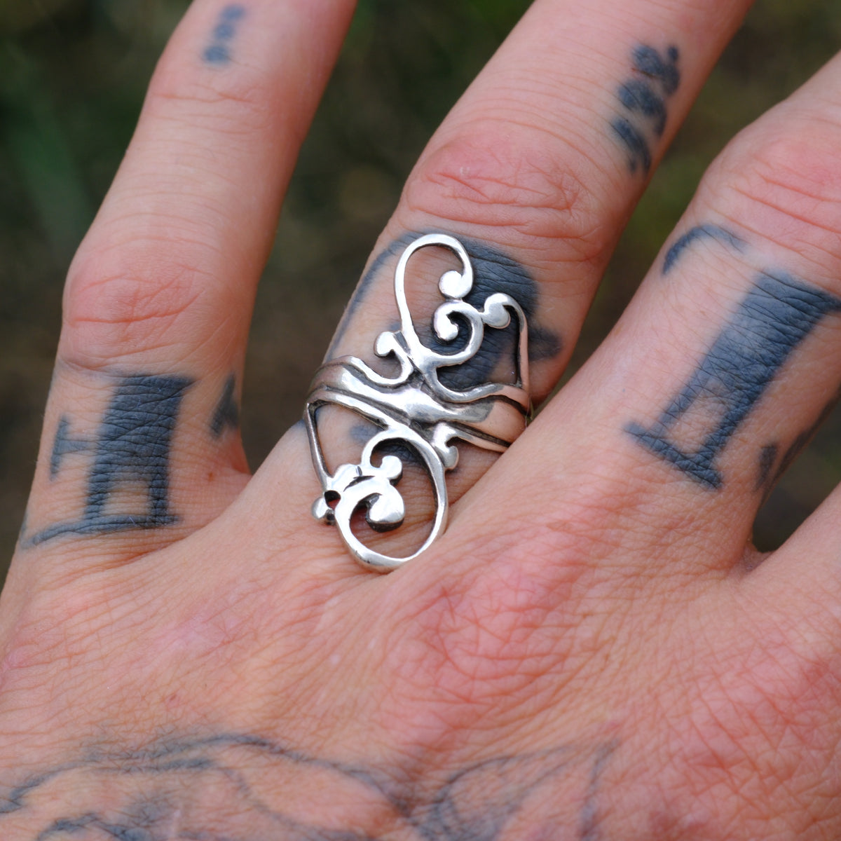 Vintage Sterling Silver modernist Ring 8.5