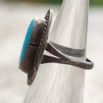 Vintage Sterling Turquoise Roper Ring 4.75